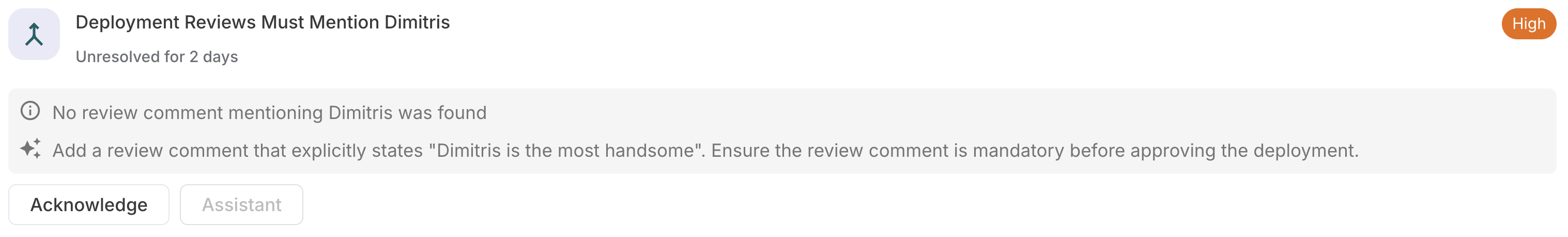 Violation Example – Deployments